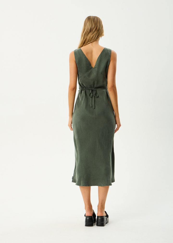 Gia Cupro Maxi Dress – Deep Green