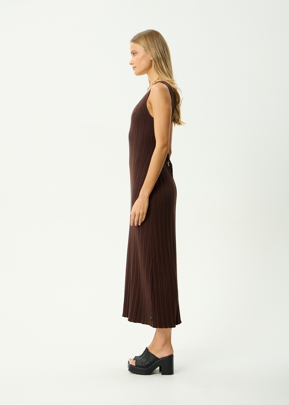 Womens Knit Midi Dress Iris - Coffee - AFENDS