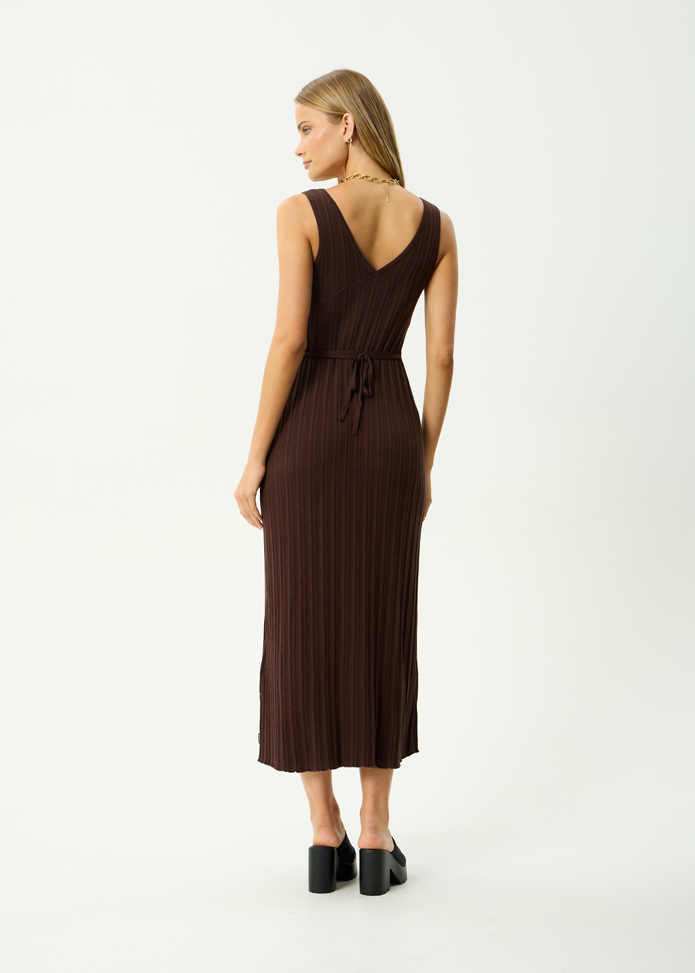 Womens Knit Midi Dress Iris - Coffee - AFENDS