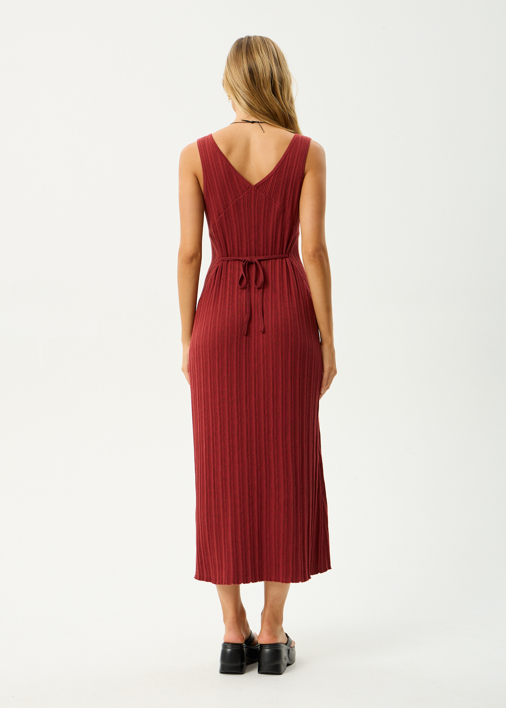 Womens Knit Midi Dress Iris - Red Rum - AFENDS