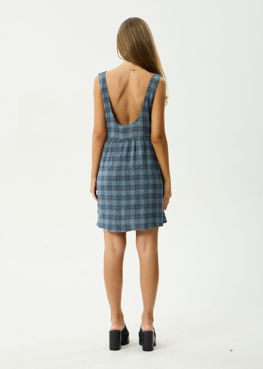 Jesse Seersucker Mini Dress – Navy Check