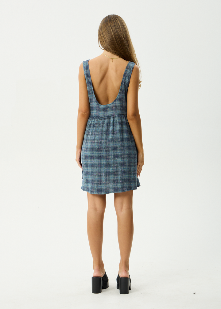 Jesse Seersucker Mini Dress – Navy Check