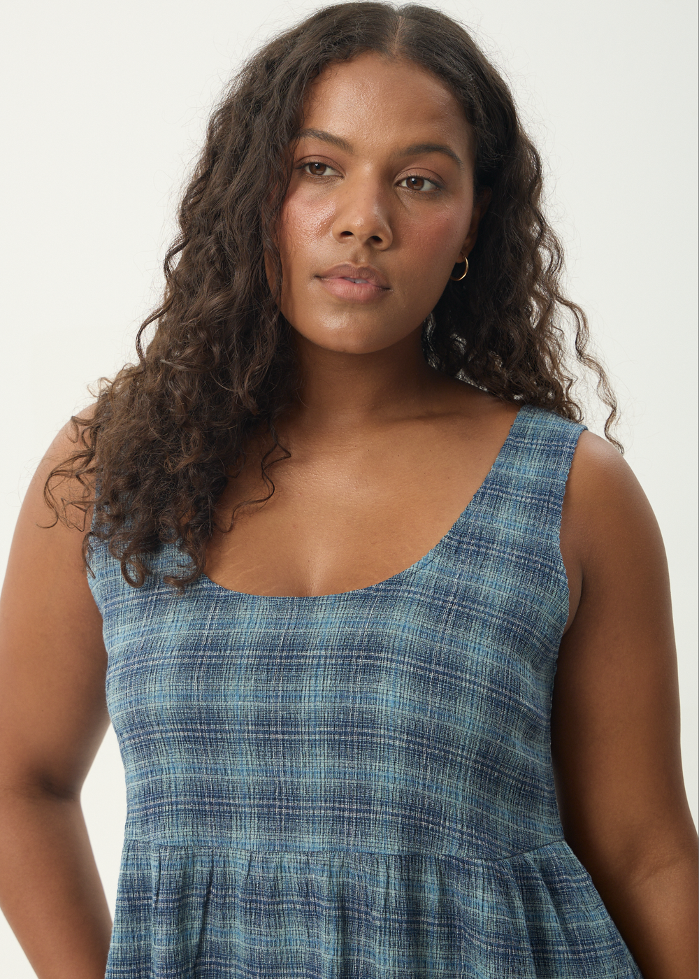 Womens Seersucker Mini Dress Jesse - Navy Check - AFENDS
