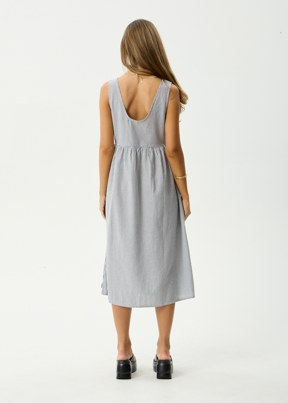 Womens Midi Dress Intergalactic - Navy Stripe - AFENDS