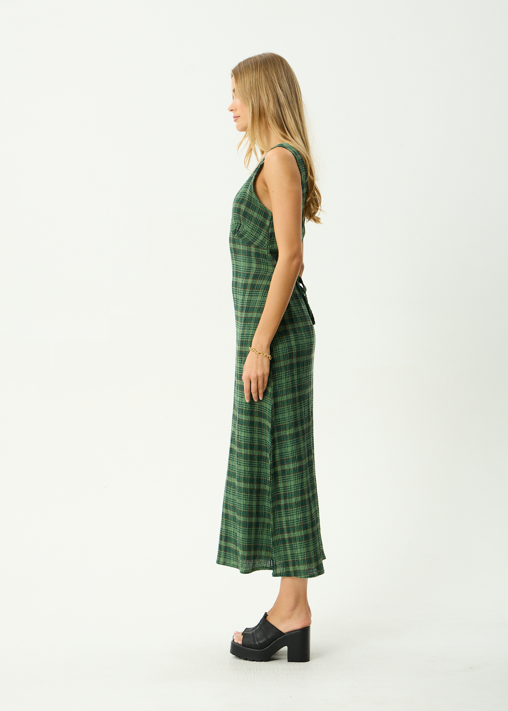Womens Seersucker Maxi Dress Tully - Lonnie Hunter Green - AFENDS