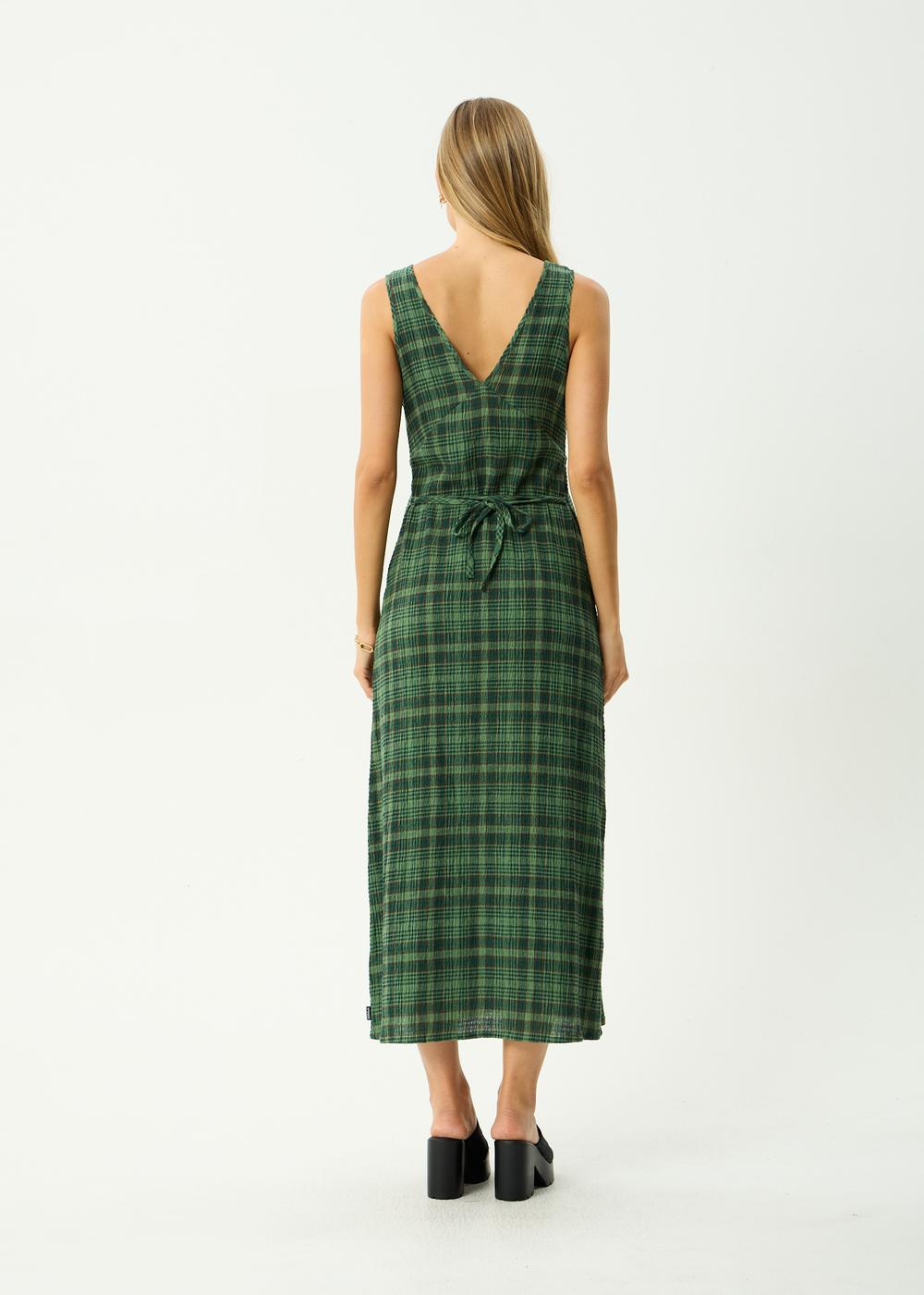Womens Seersucker Maxi Dress Tully - Lonnie Hunter Green - AFENDS