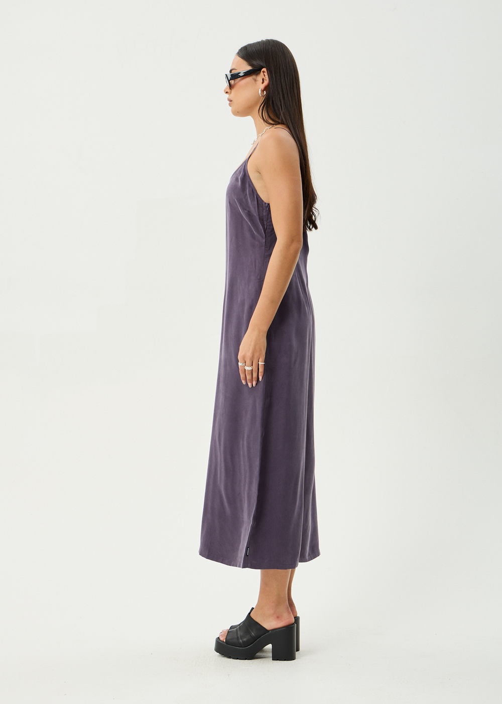 Womens Cupro Midi Dress Valley - Aubergine - AFENDS
