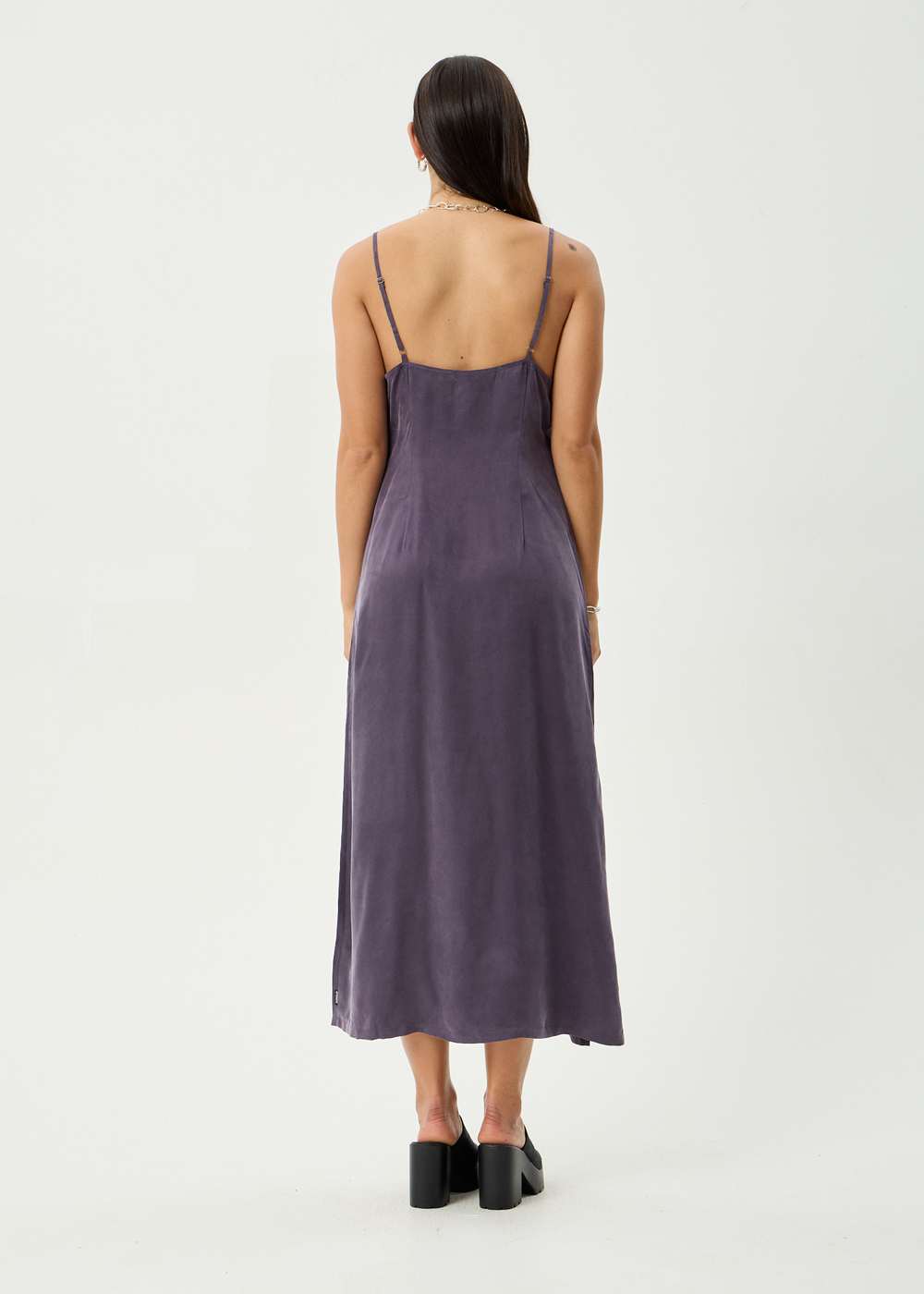 Womens Cupro Midi Dress Valley - Aubergine - AFENDS