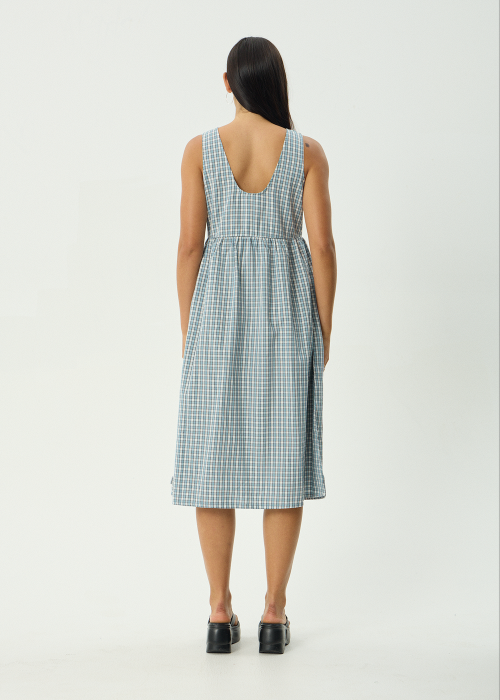Womens Check Midi Dress Evans - Overcast Check - AFENDS