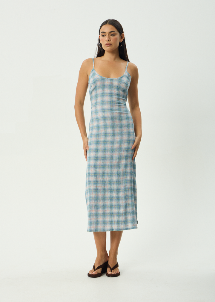 Rumi Seersucker Midi Dress – Lake Check