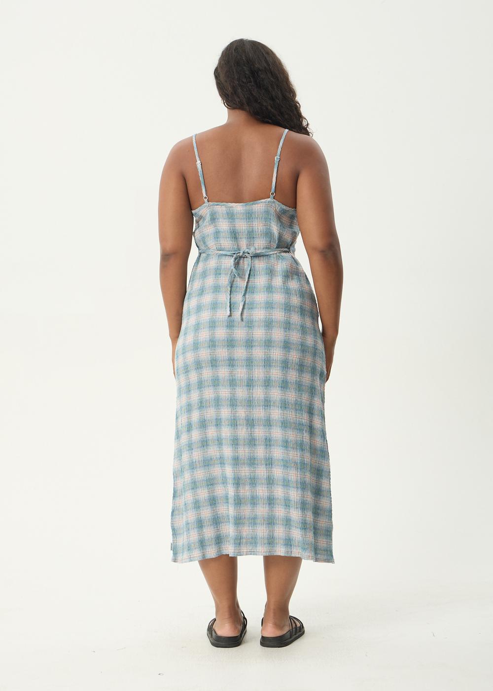 Womens Seersucker Midi Dress Rumi - Lake Check - AFENDS
