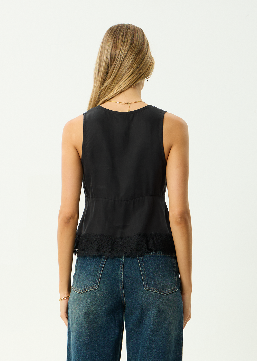 Womens Cupro Tie Top Sinclair - Black - AFENDS