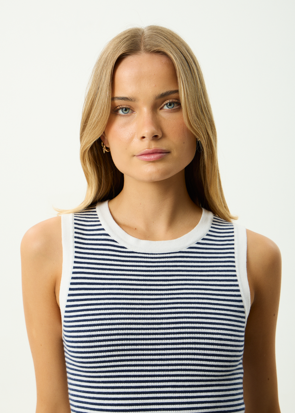 Womens Knit Tank Shoreline - Navy Stripe - AFENDS