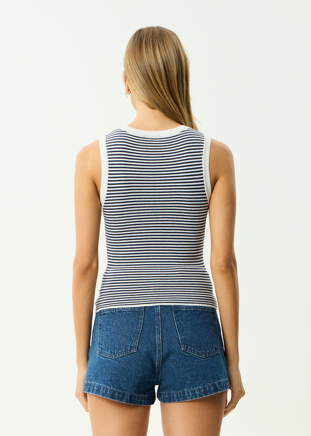 Womens Knit Tank Shoreline - Navy Stripe - AFENDS