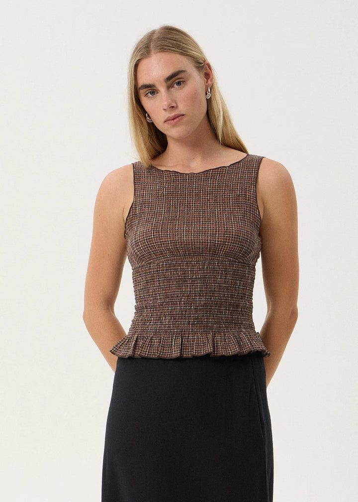 Cedar Seersucker Sleeveless Top – Hometown Check