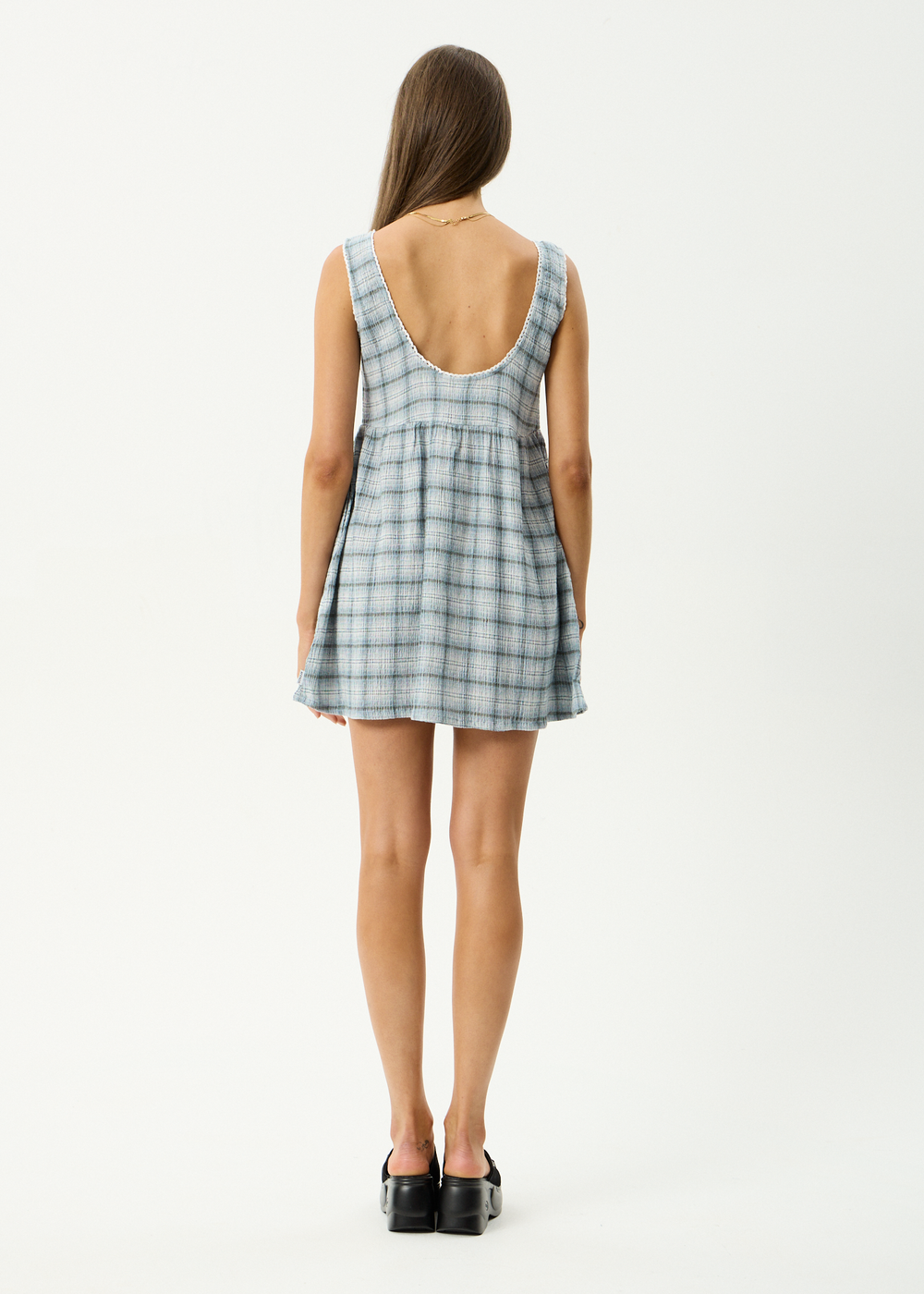 Womens Seersucker Mini Dress Jesse - Overcast Check - AFENDS