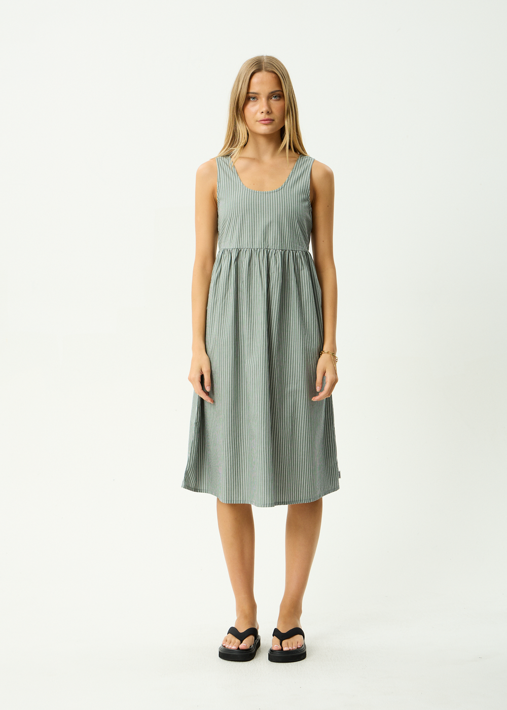Womens Midi Dress Pinned - Sycamore Stripe - AFENDS
