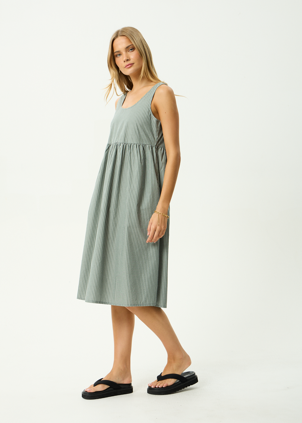 Womens Midi Dress Pinned - Sycamore Stripe - AFENDS