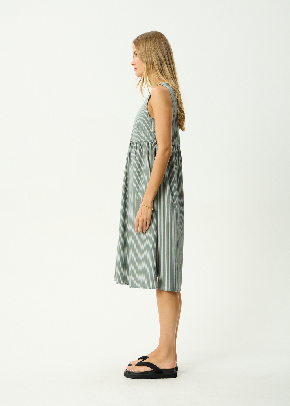 Womens Midi Dress Pinned - Sycamore Stripe - AFENDS