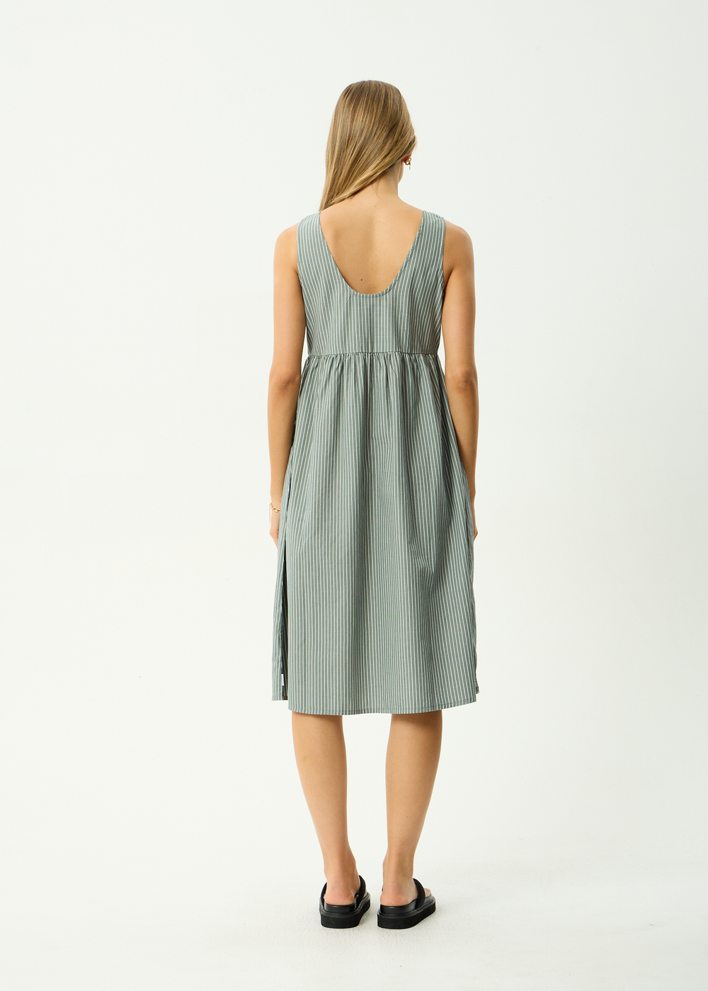 Womens Midi Dress Pinned - Sycamore Stripe - AFENDS