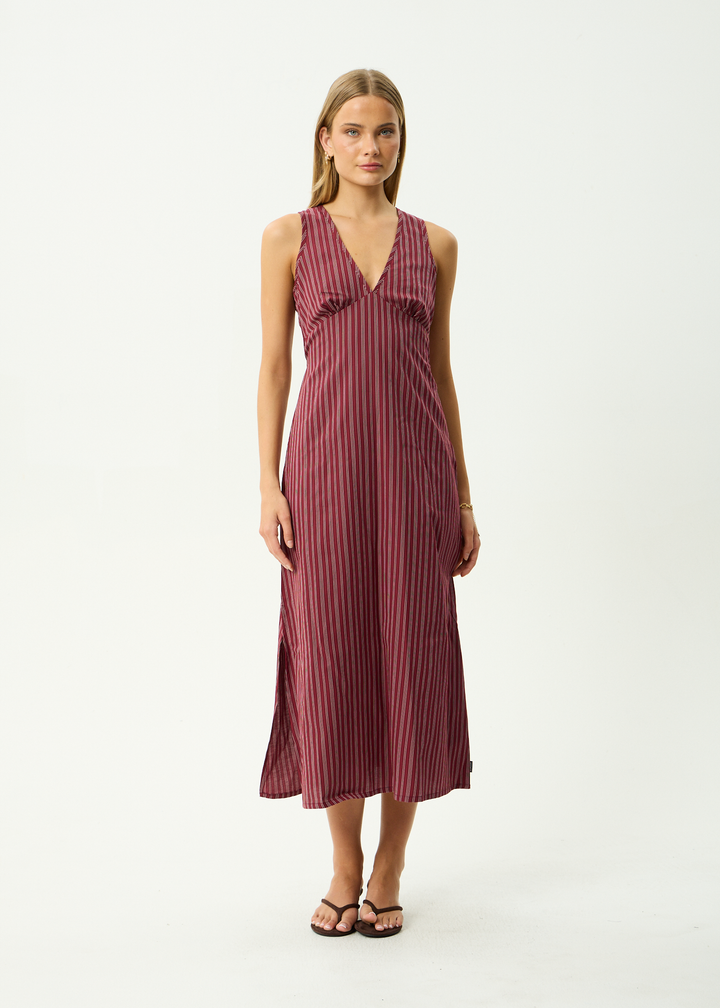 Ledger Maxi Dress – Burgundy Stripe