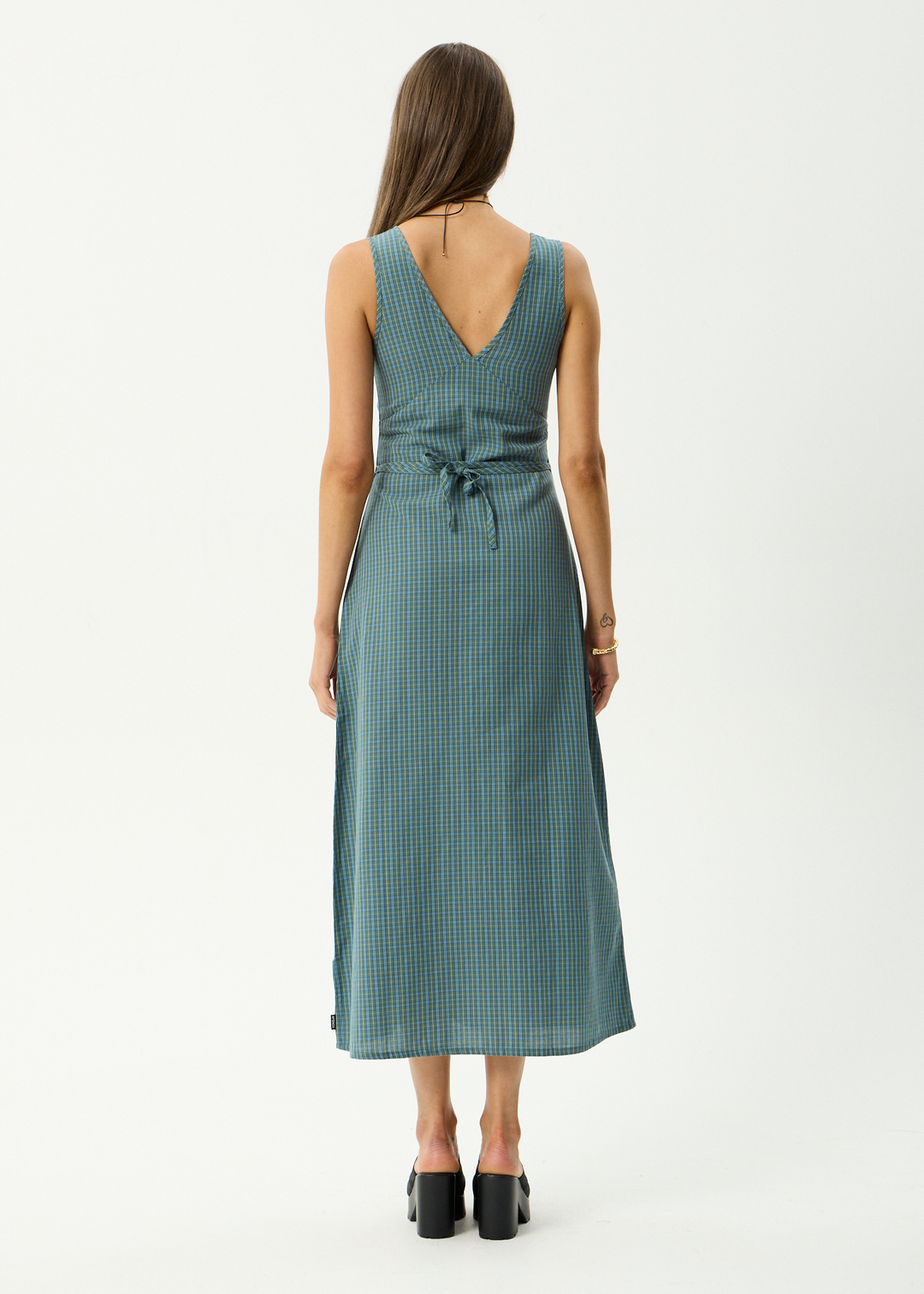 Voyager Maxi Dress – Deep Olive Check