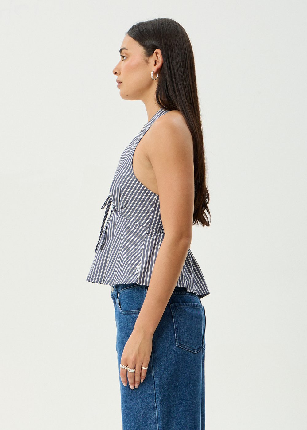 Womens Halter Top Delta - Navy Stripe - AFENDS