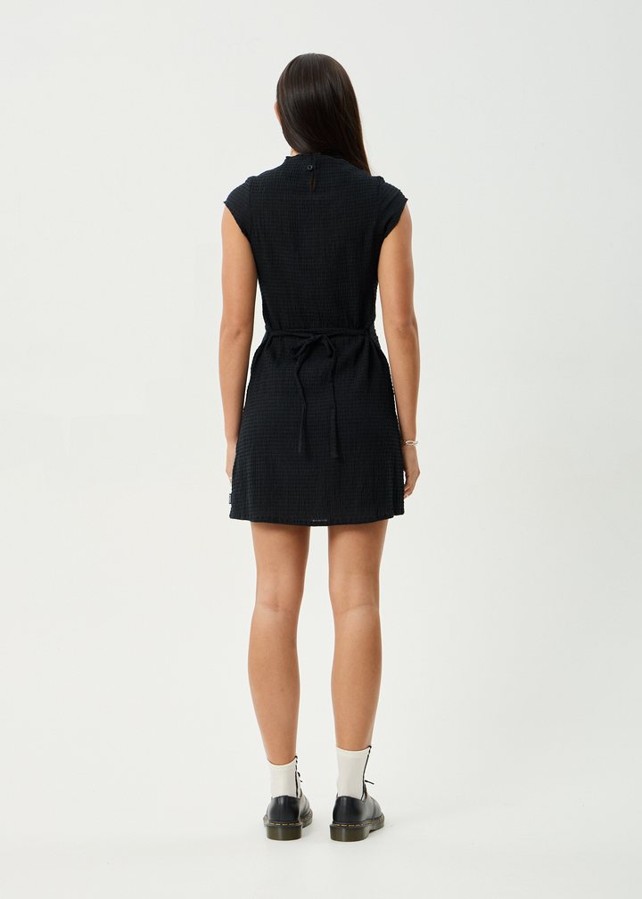 Elodie Seersucker Mini Dress – Black