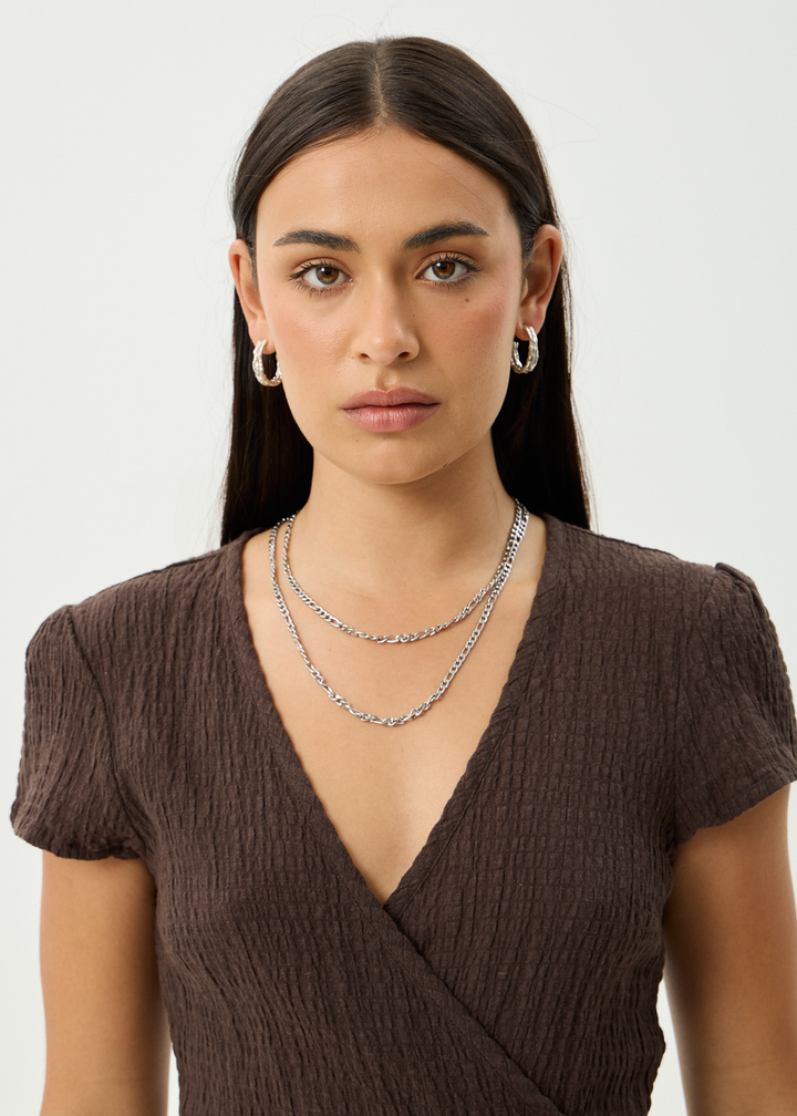 Farah Seersucker Mini Wrap Dress – Coffee