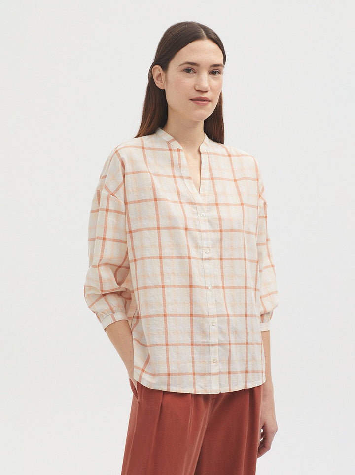 Checked Poplin Shirt – Terracotta