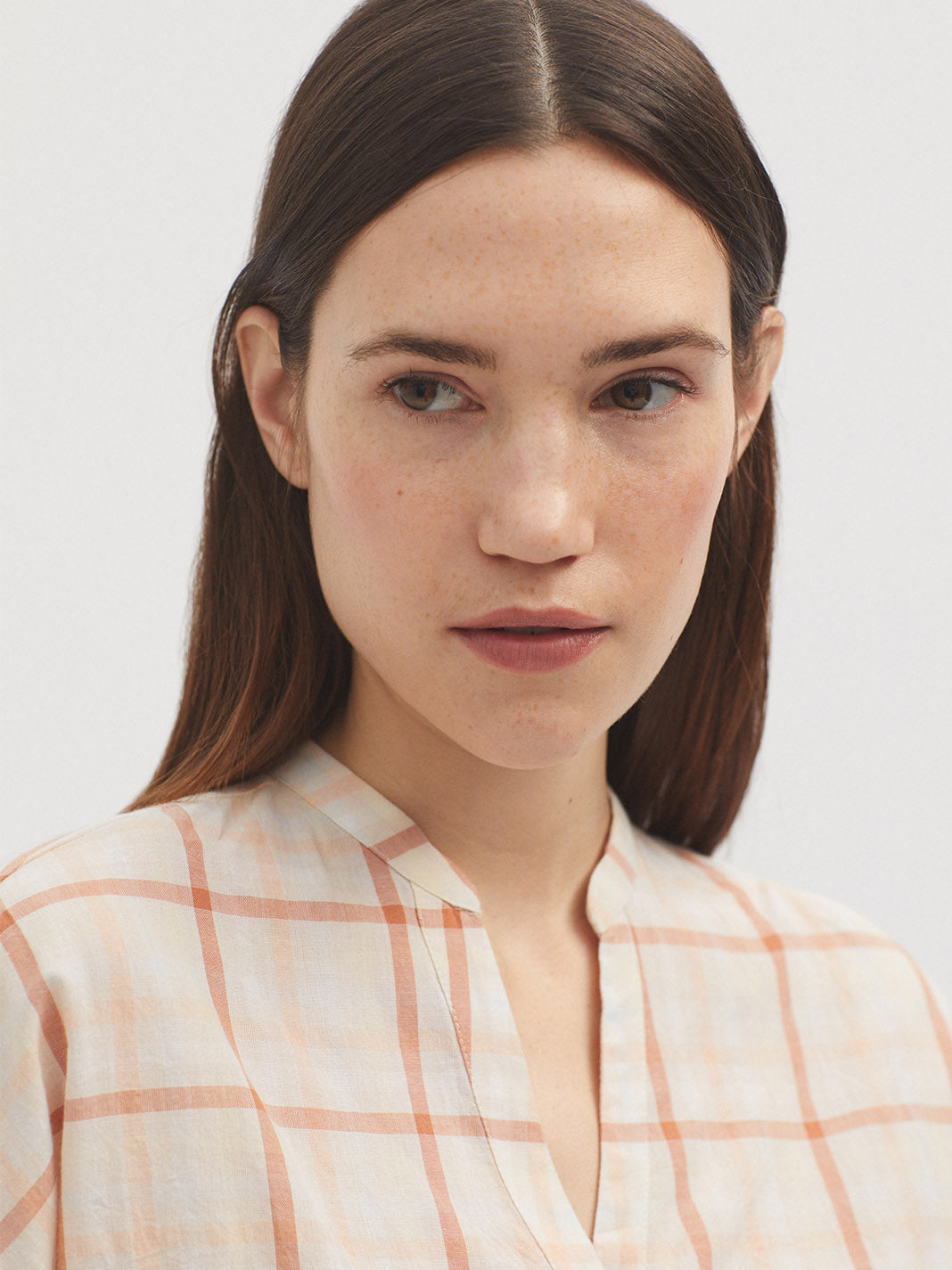 Checked Poplin Shirt – Terracotta