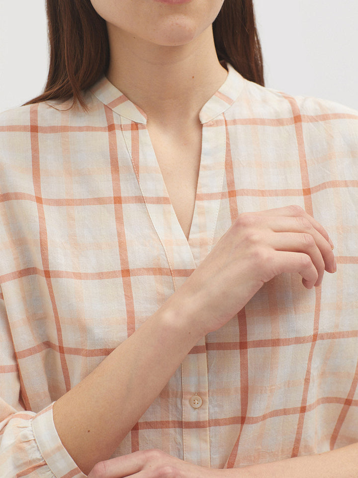 Checked Poplin Shirt – Terracotta