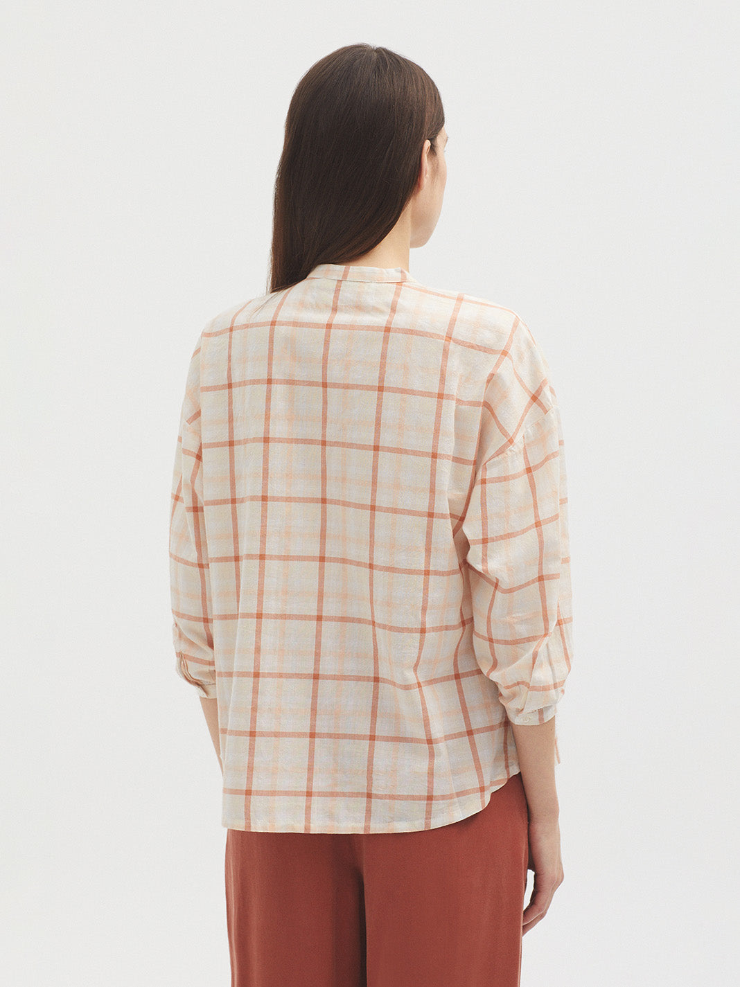 Checked Poplin Shirt – Terracotta