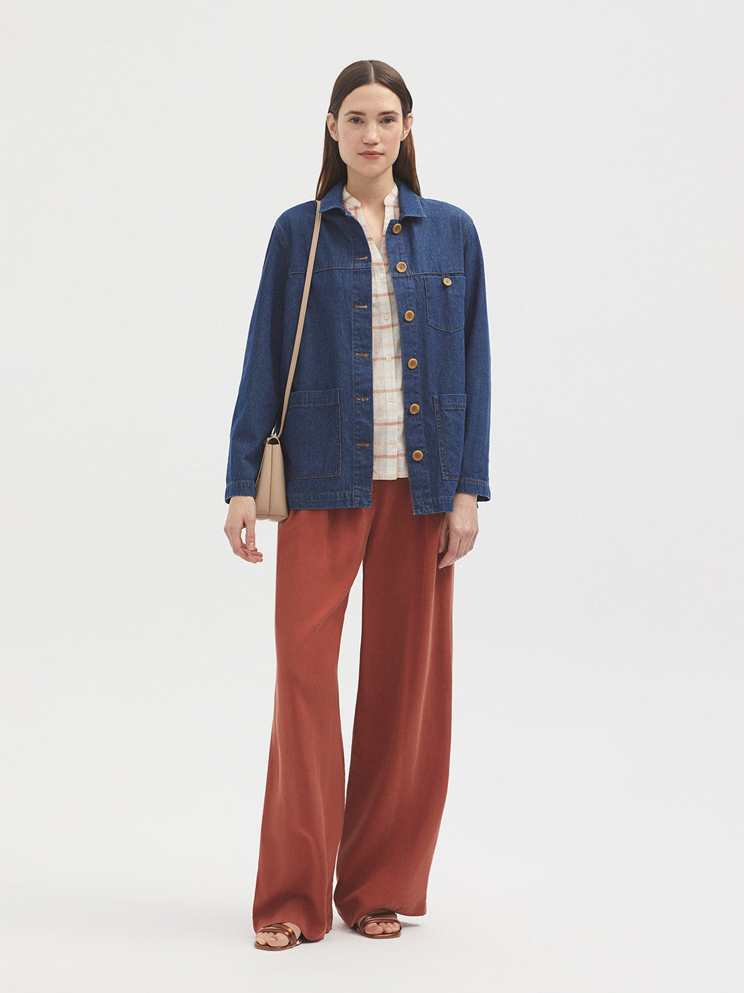 Checked Poplin Shirt – Terracotta
