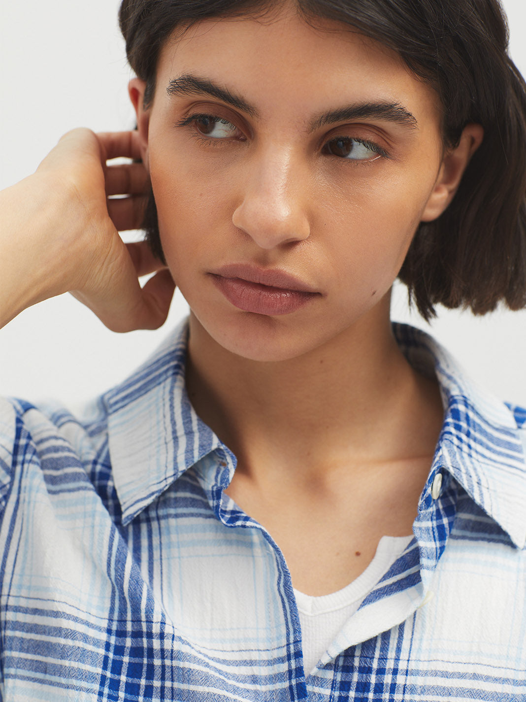 Cheesecloth Checked Shirt – Blue Check