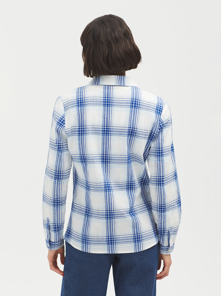 Cheesecloth Checked Shirt – Blue Check