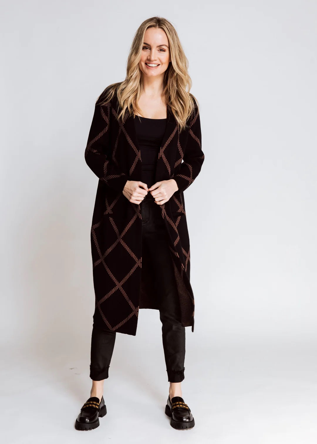 Ally Longline Cardigan – Black