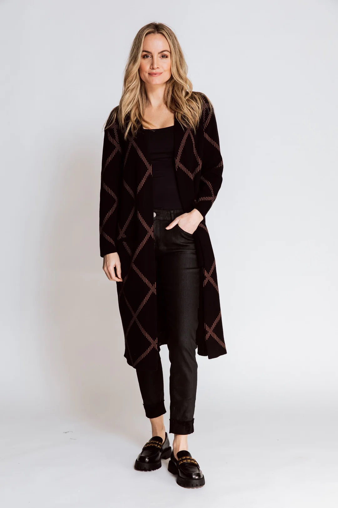 Ally Longline Cardigan – Black