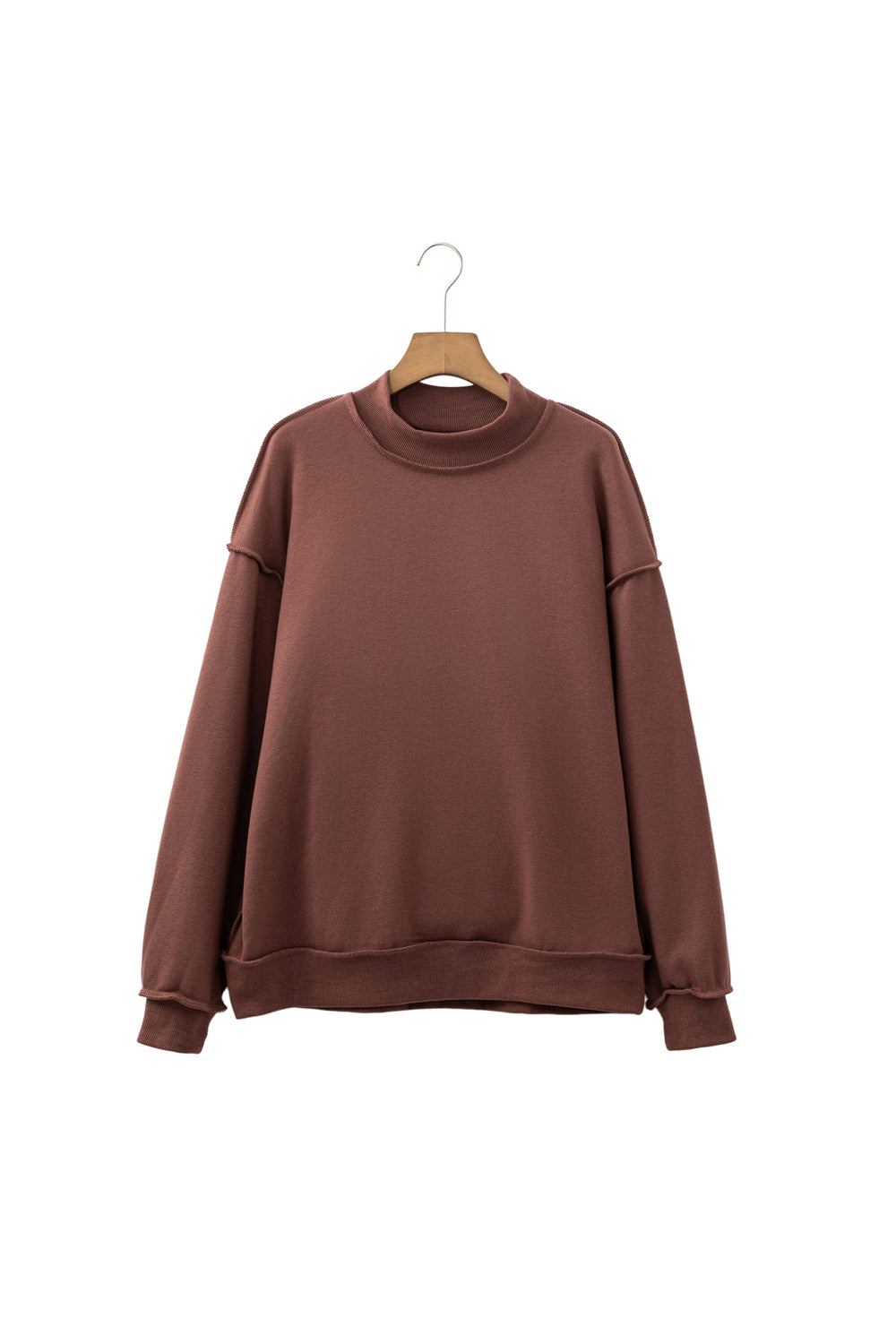 Racing Red Oversize Drop Shoulder Reversible Mock Neck Sweatshirt