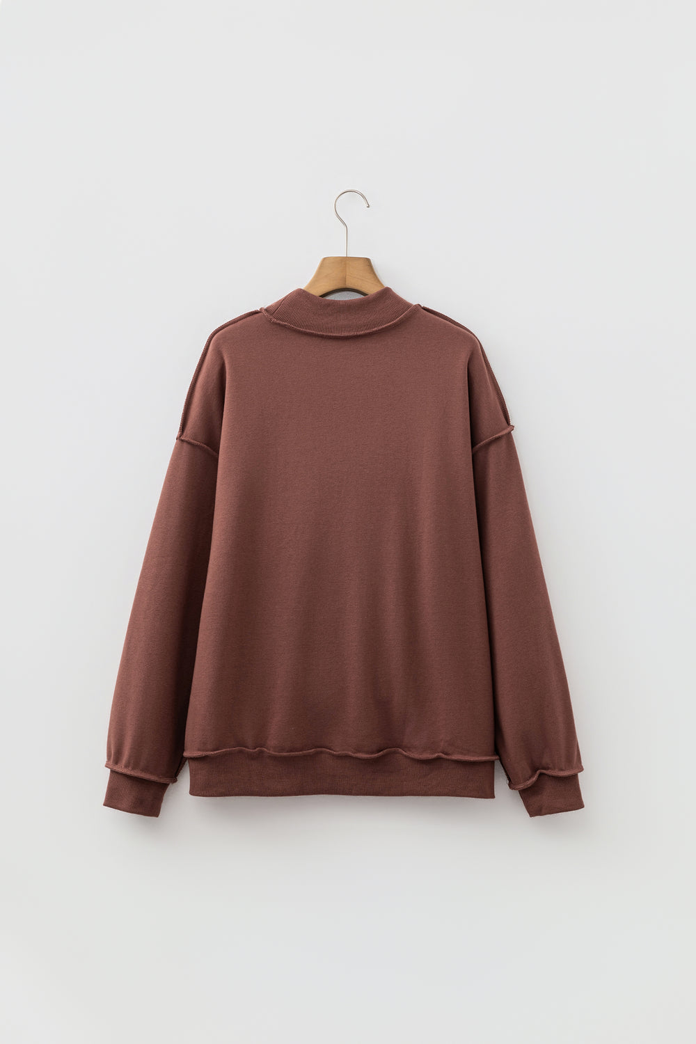 Racing Red Oversize Drop Shoulder Reversible Mock Neck Sweatshirt