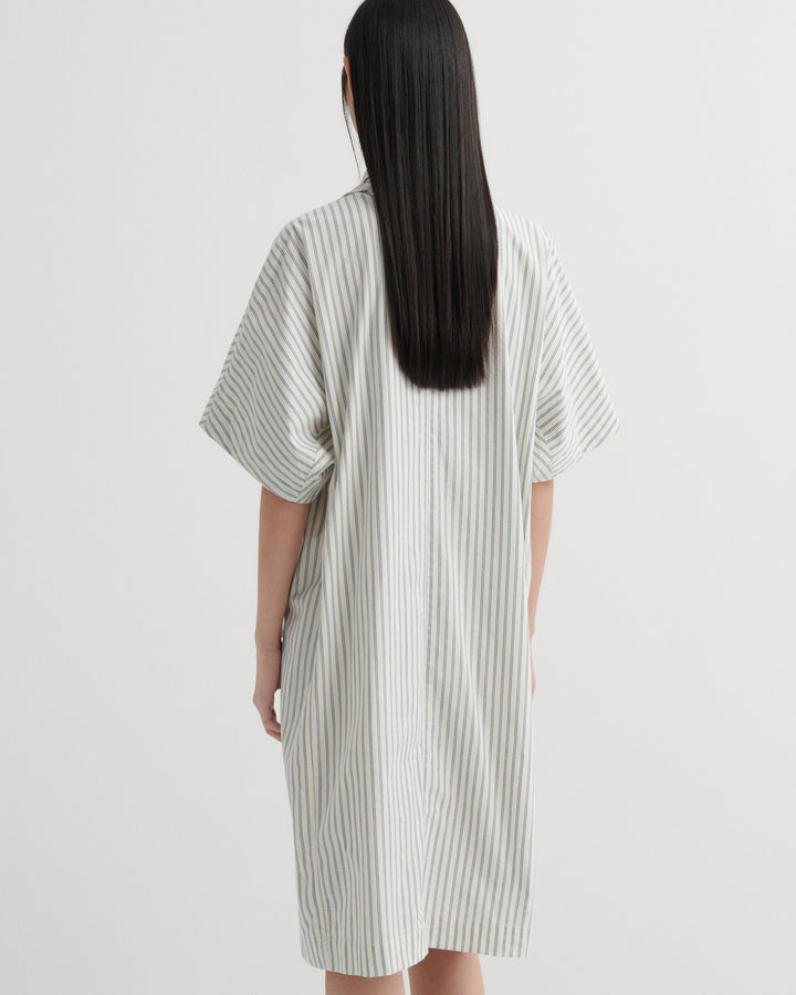 Ascot Tie-Neck Striped Dress – Ticking Stripe