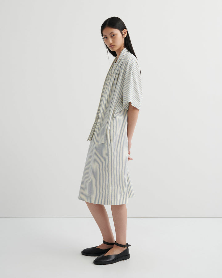 Ascot Tie-Neck Striped Dress – Ticking Stripe