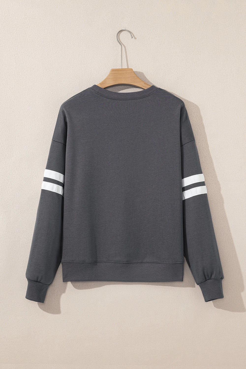 White Varsity Striped Detail Drop Shoulder Oversized Sweatshirt
