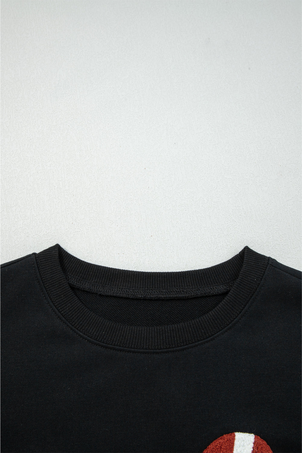 Black Varsity Baseball Bow Graphic Striped Sleeve Baggy Sweatshirt