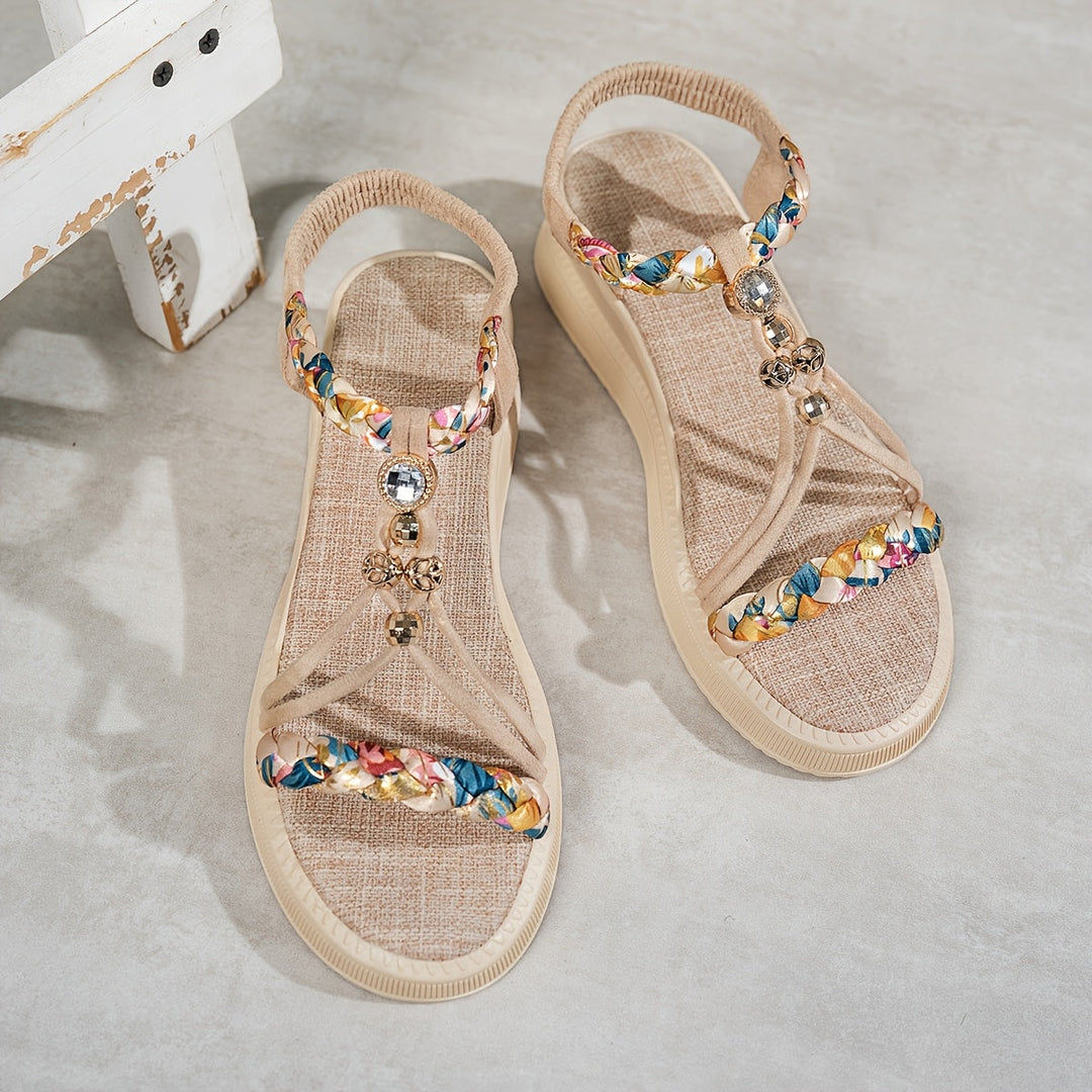 Aisling Boho Braided Flat Sandals – Khaki