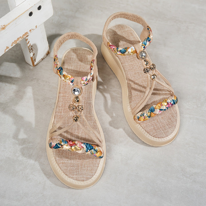 Aisling Boho Braided Flat Sandals – Khaki