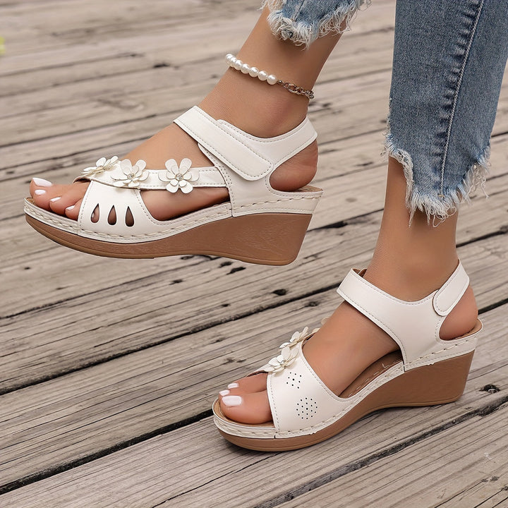 Elise Wedge Sandals With Floral Detail