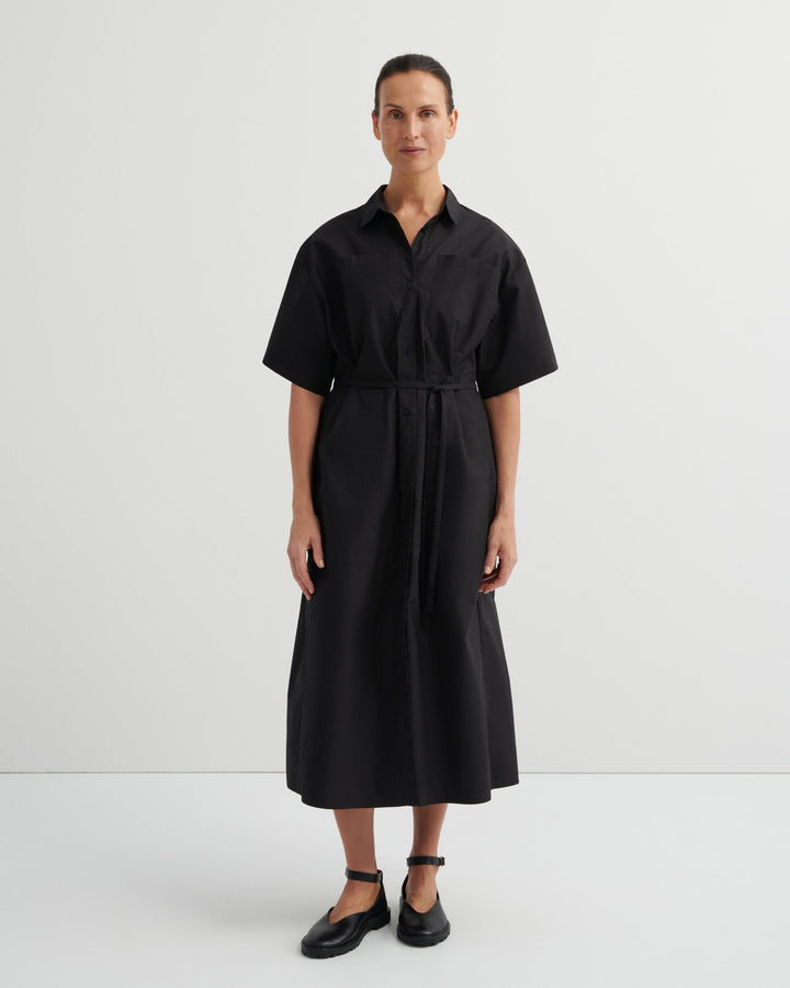Balance Belted Oversized Shirt Dress – Black