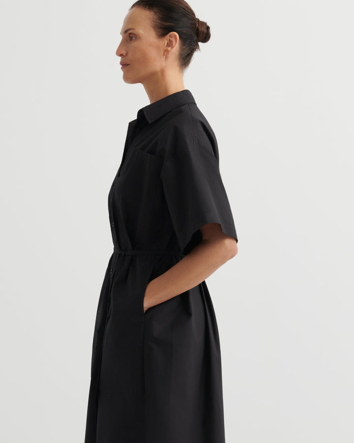 Balance Belted Oversized Shirt Dress – Black