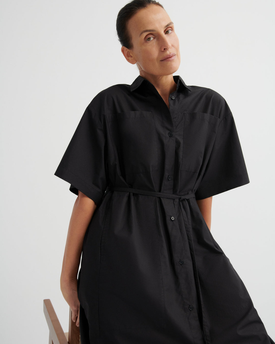 Balance Belted Oversized Shirt Dress – Black